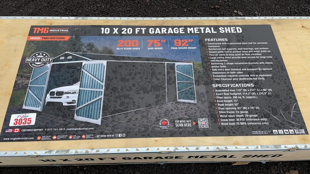 UNUSED TMG 10' X 20' GARAGE METAL SHED