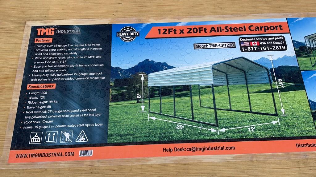 UNUSED TMG 12' X 20' ALL STEEL CARPORT