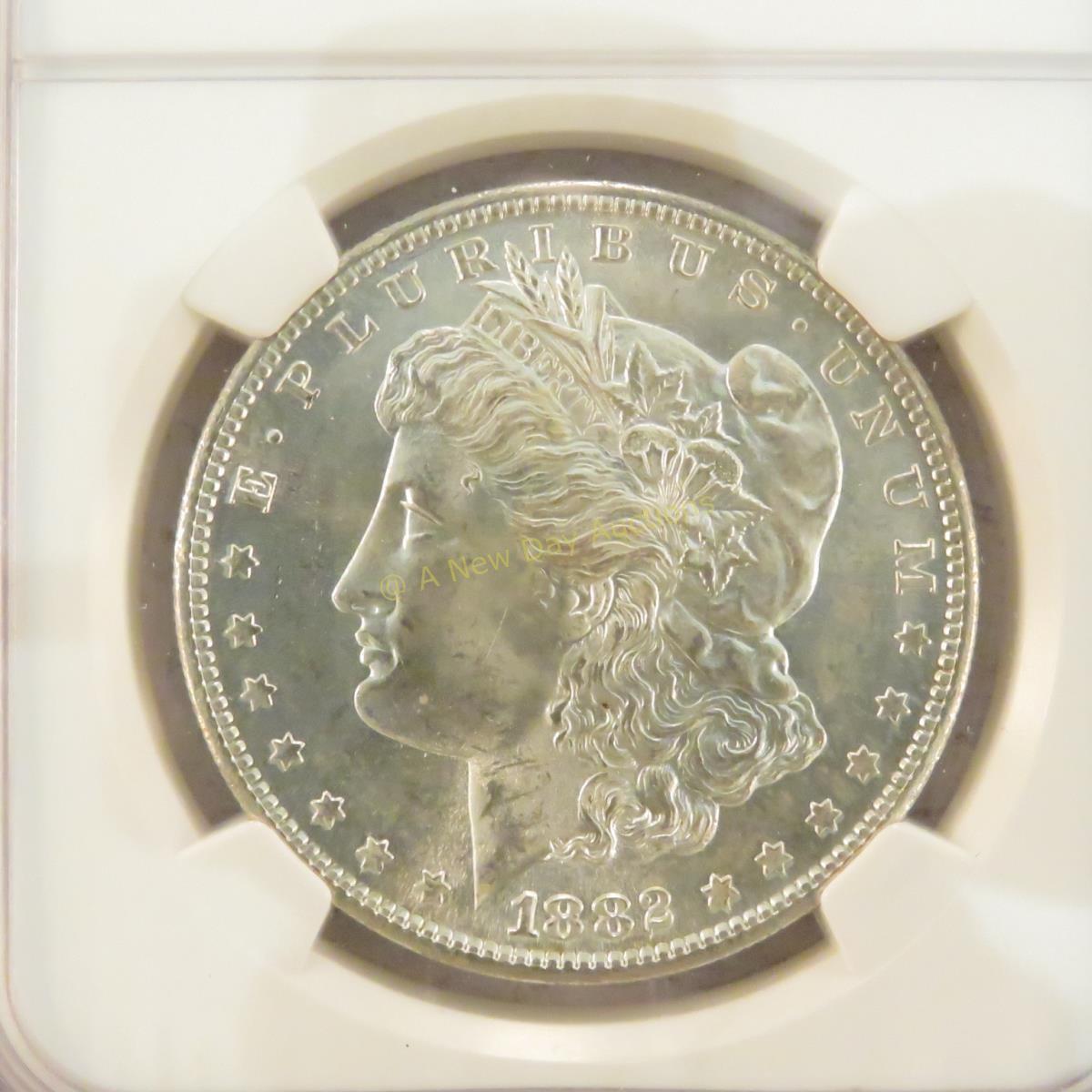 1882 S Morgan Silver Dollar NGC Graded MS64+