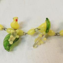 Yellow Italian blown art glass bird necklace