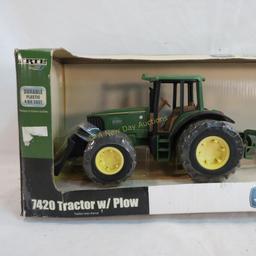 Ertl John Deere 7420 Tractor With Plow In Box