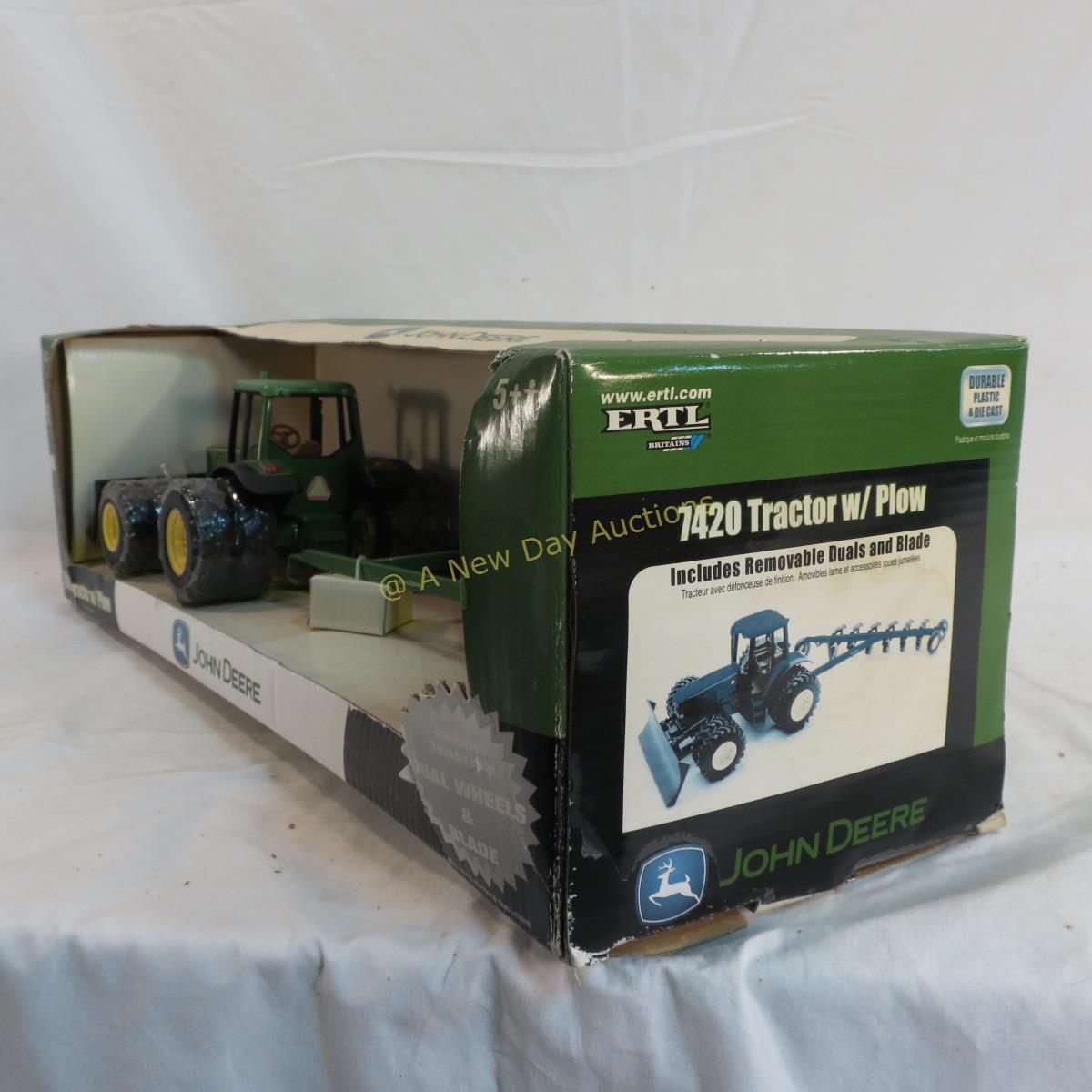 Ertl John Deere 7420 Tractor With Plow In Box