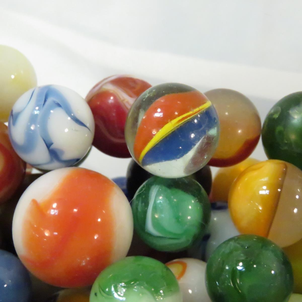 Antique & Vintage marbles, some are in glass jars