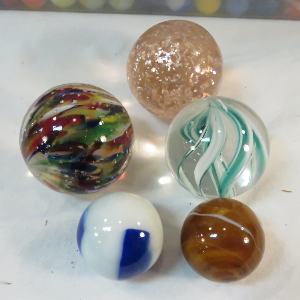 Antique & Vintage marbles, some are in glass jars