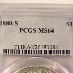 1880 S Morgan Silver Dollar PCGS Graded MS64