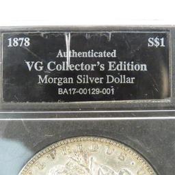 1878 Morgan Silver Dollar VG Collectors Edition
