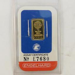 1 gram Fine Gold Englehard Bar