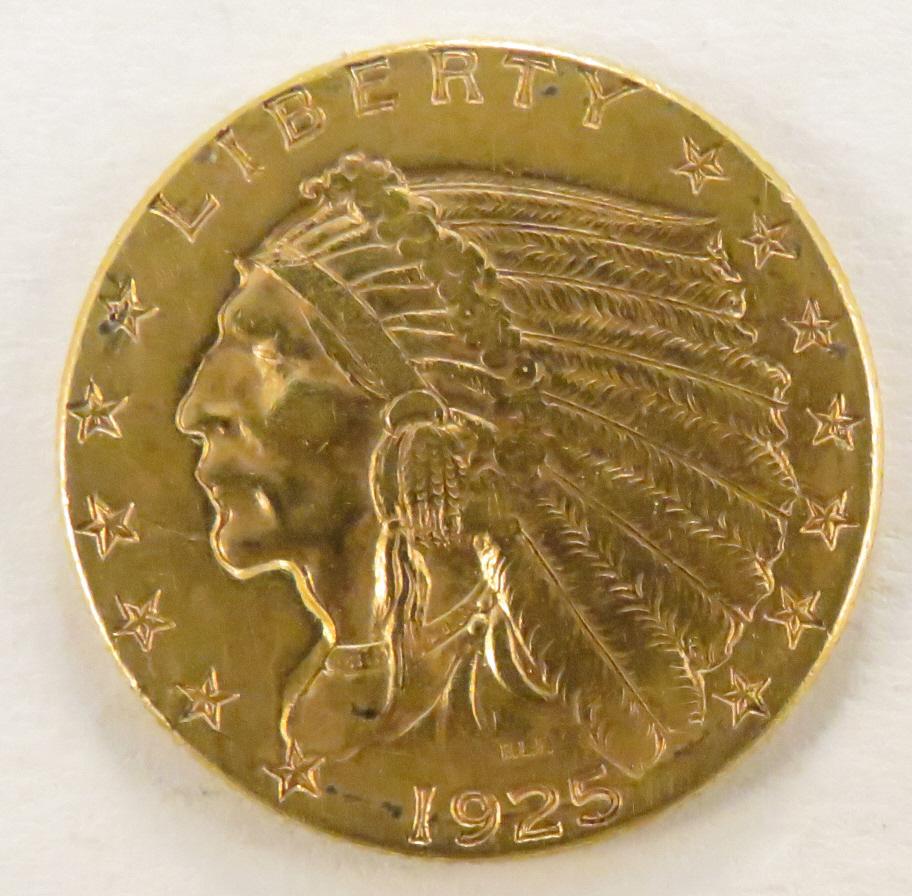 1925 D $2 1/2 Gold Indian Head Quarter Eagle