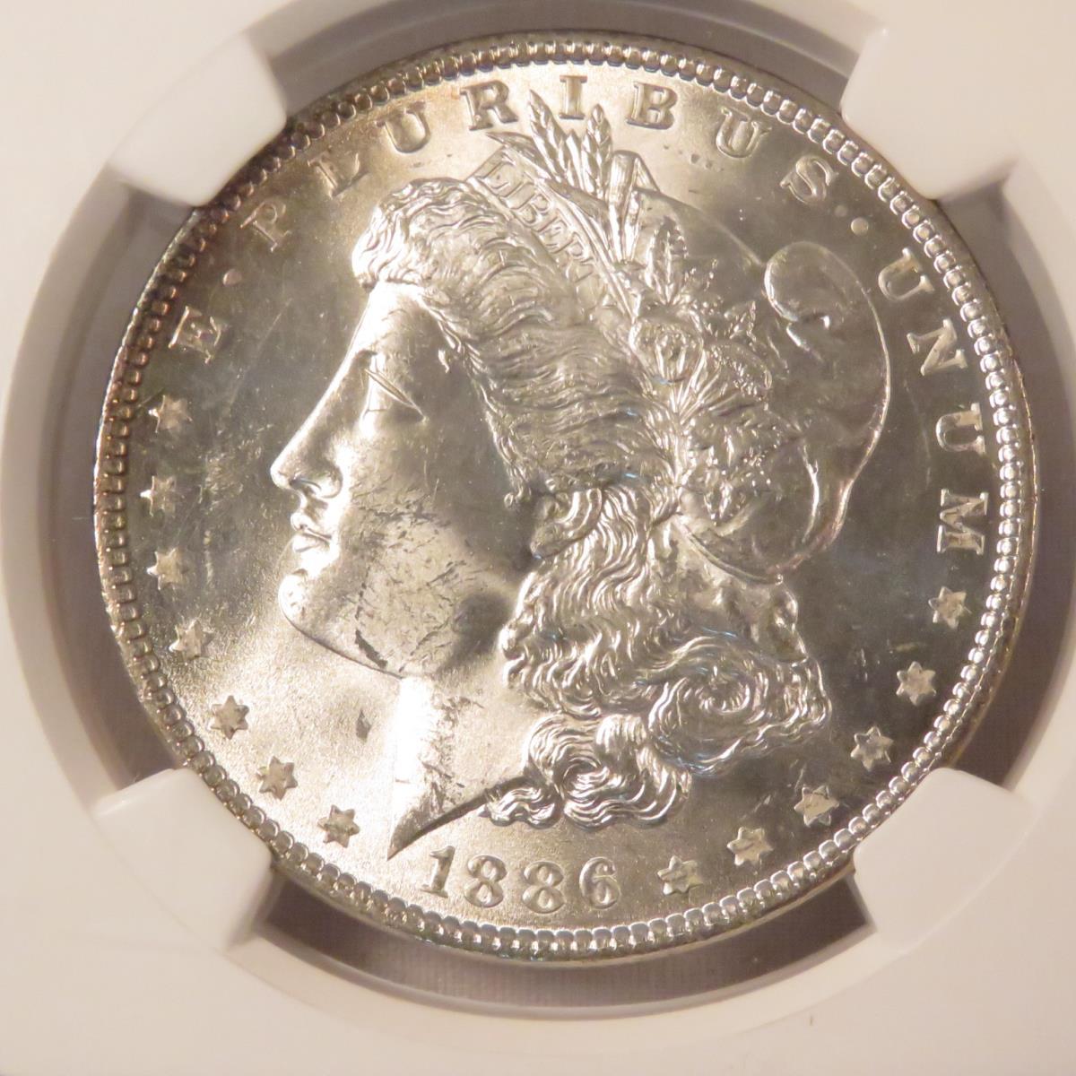 1886 Morgan Silver Dollar NGC Graded MS64