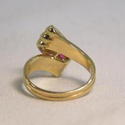 14kt gold ring with diamonds & rubies, 4.9gtw