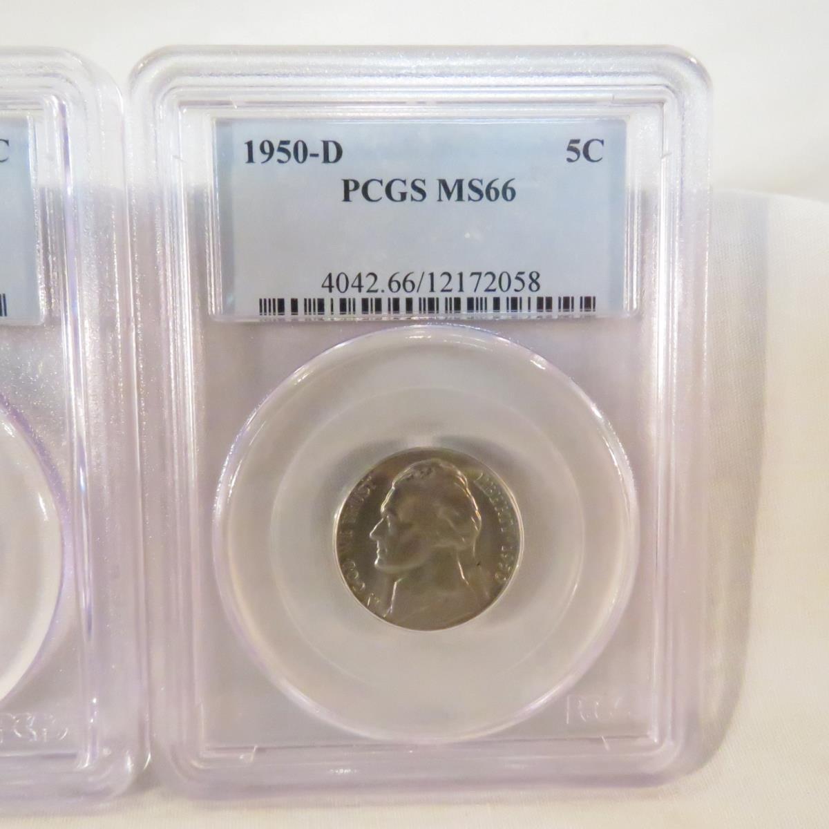 1950 D & 1946 S Jefferson Nickels PCGS Graded MS66