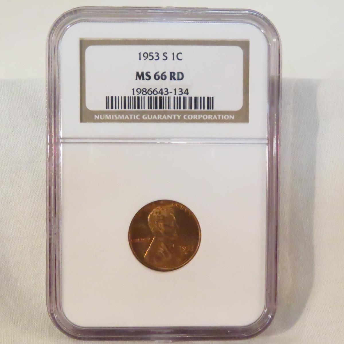 1953 S, 58, 59 D, 74 NGC Graded Lincoln 1¢ MS66 RD