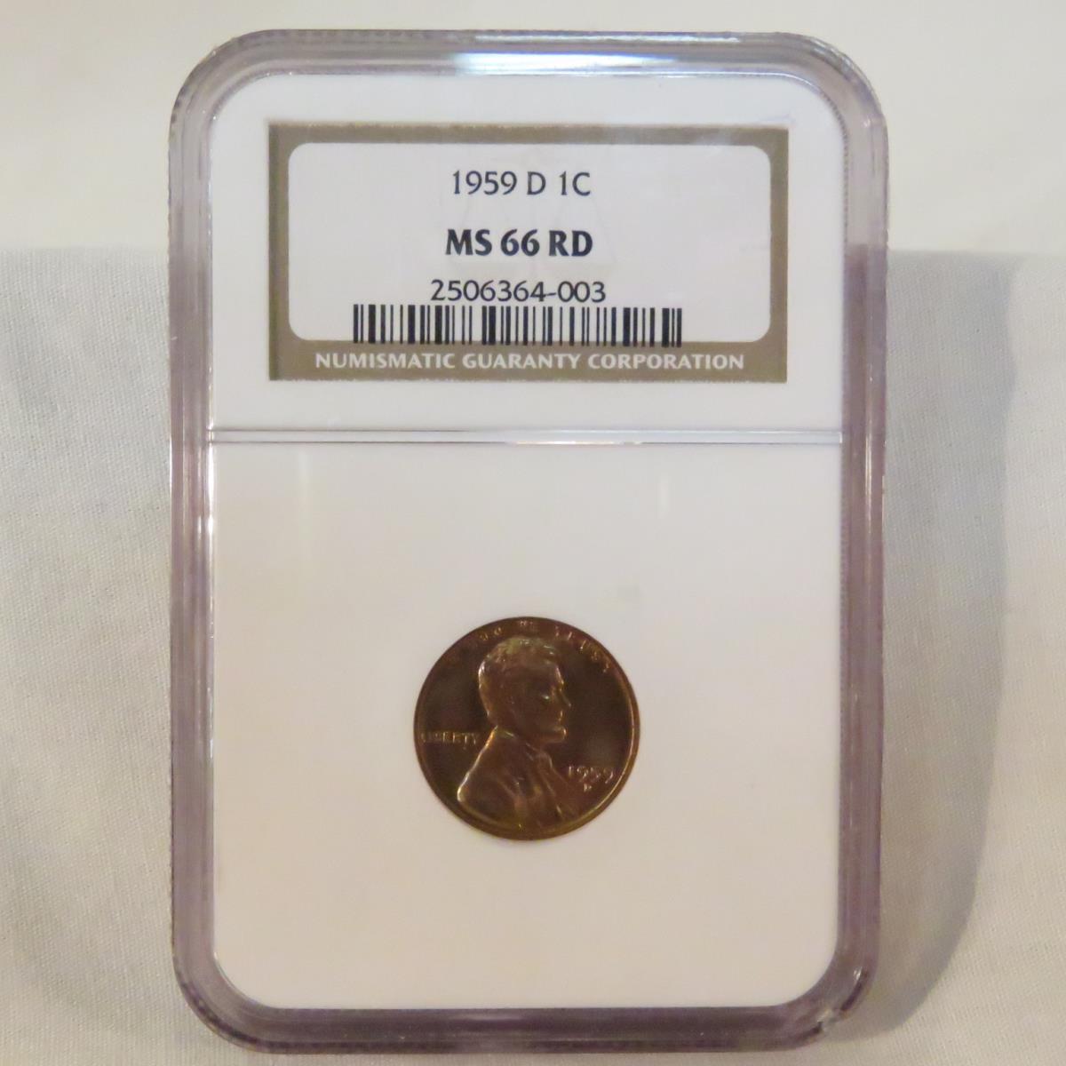 1953 S, 58, 59 D, 74 NGC Graded Lincoln 1¢ MS66 RD