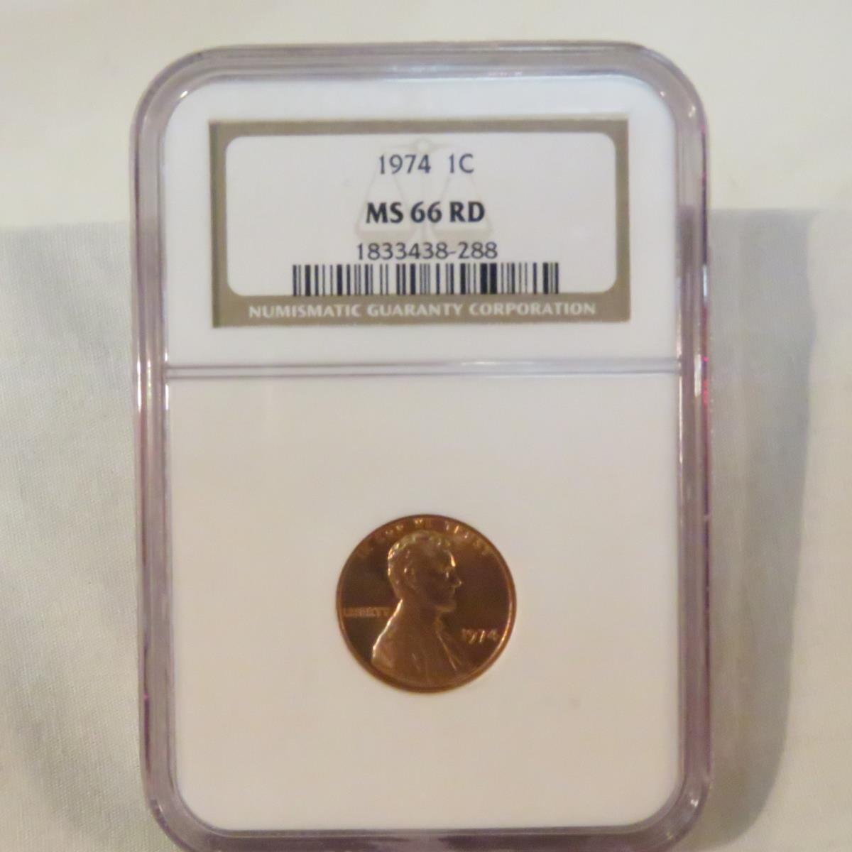 1953 S, 58, 59 D, 74 NGC Graded Lincoln 1¢ MS66 RD