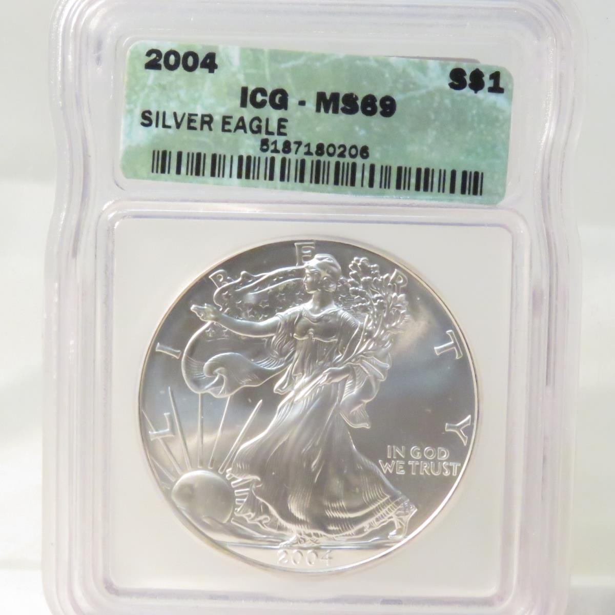 2004 American Silver Eagle ICG Graded MS69