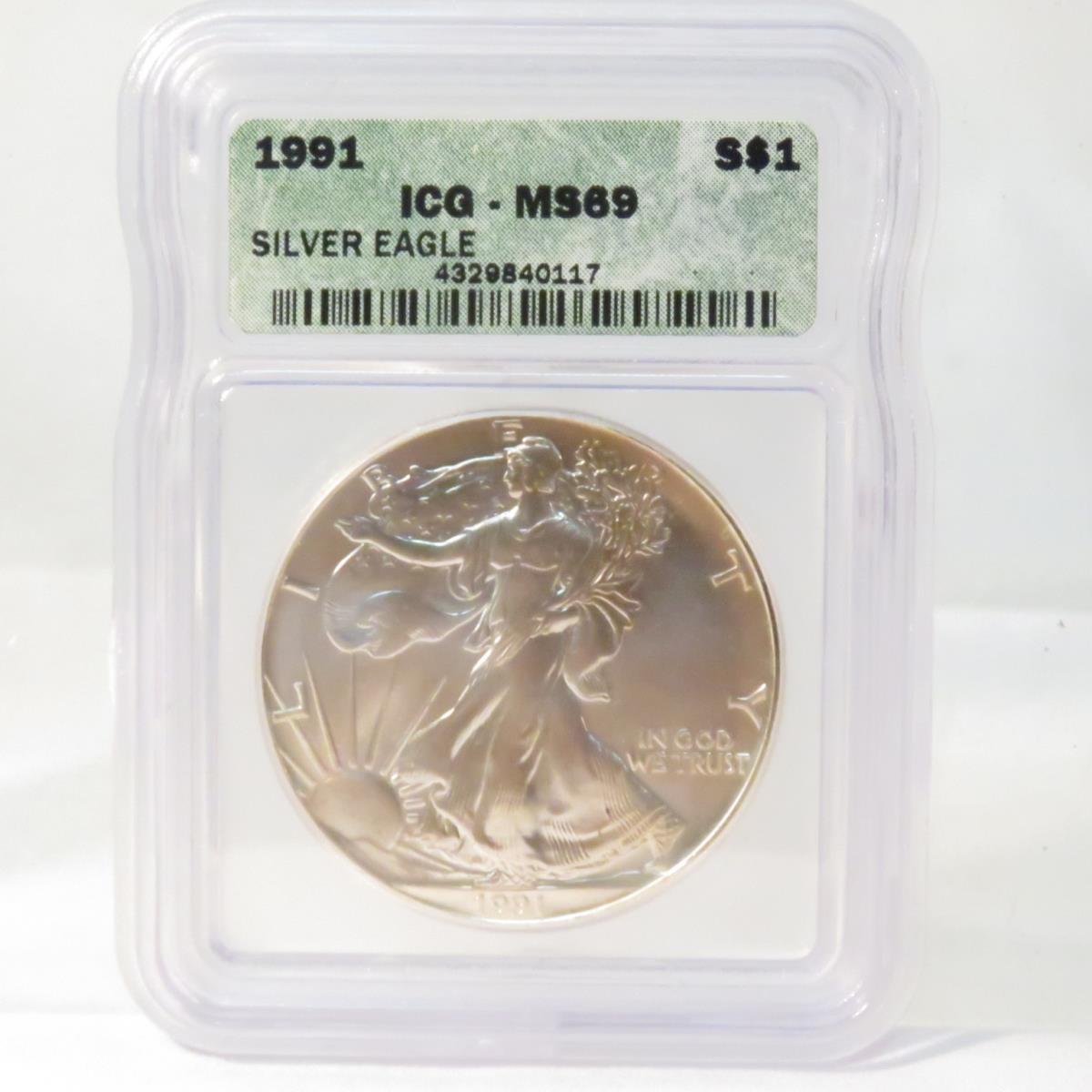 1991 American Silver Eagle ICG Graded MS69