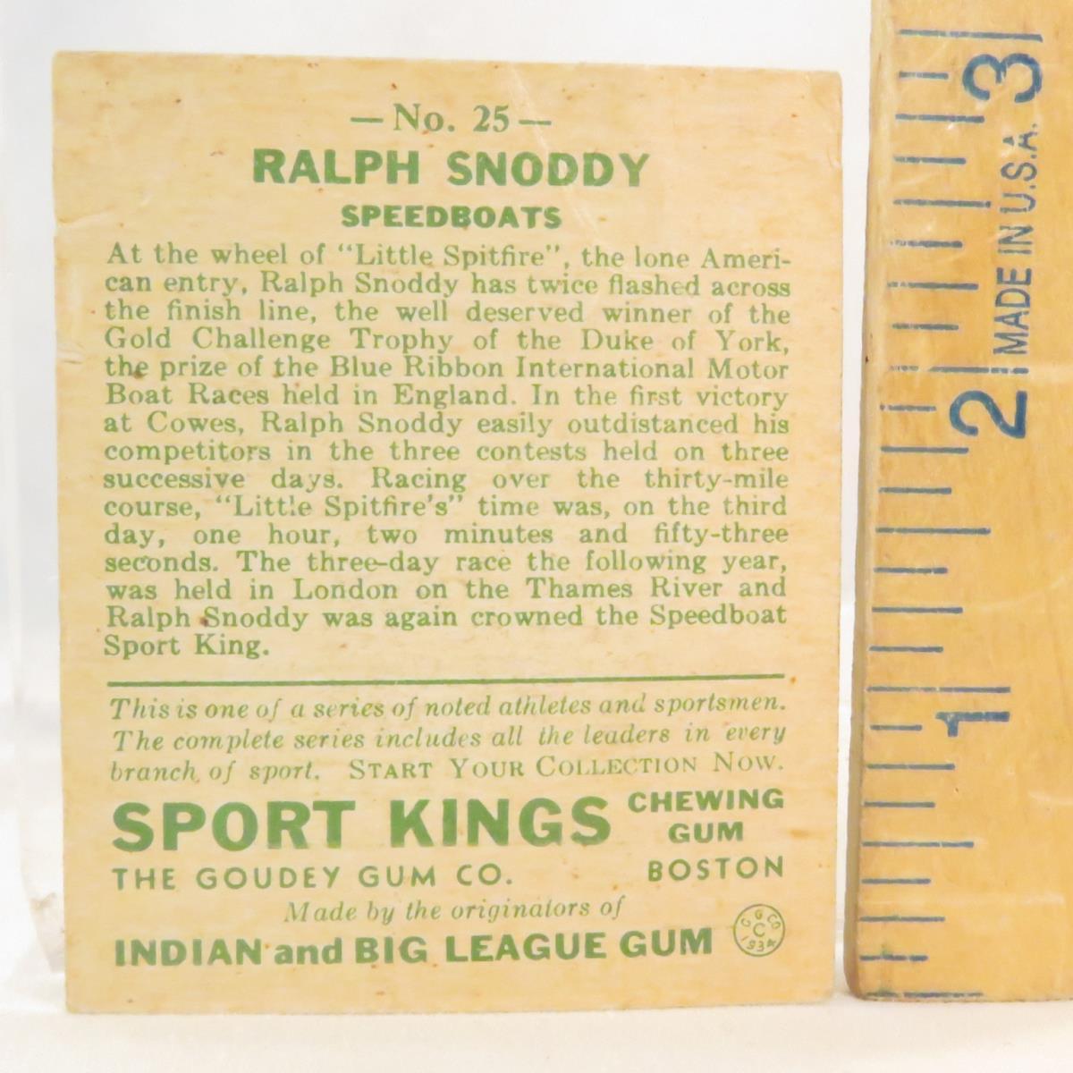 1933 Sport King Card Ralph Snoddy - crease