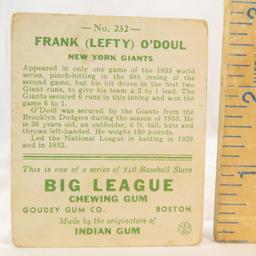 1933 Goudey Frank (Lefty) O'Doul Baseball Card