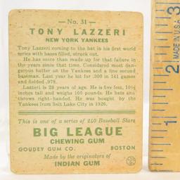 1933 Goudey Tony Lazzeri Baseball Card