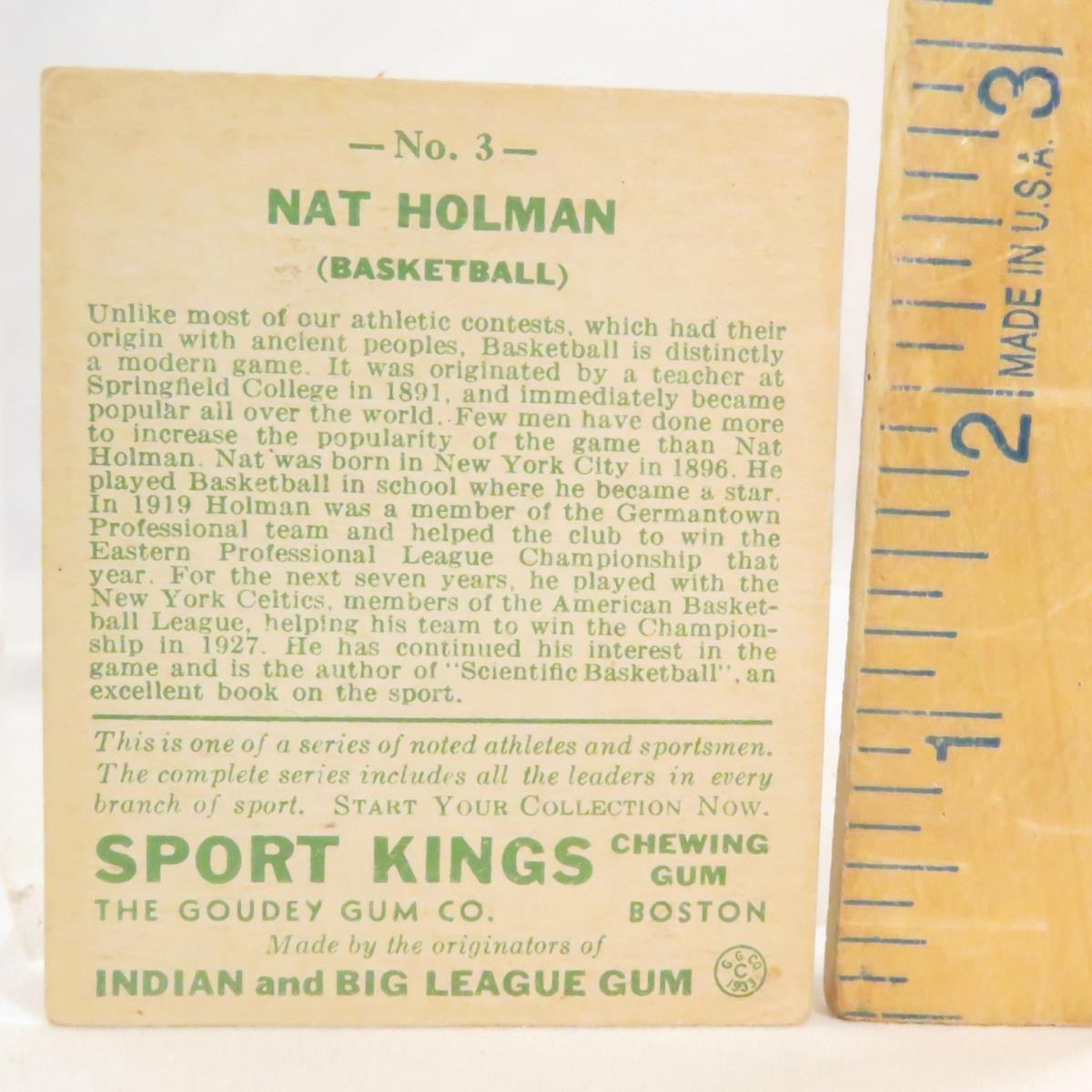 1933 Sport King Card Nat Holman