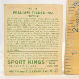 1933 Sport King Card William T Tilden