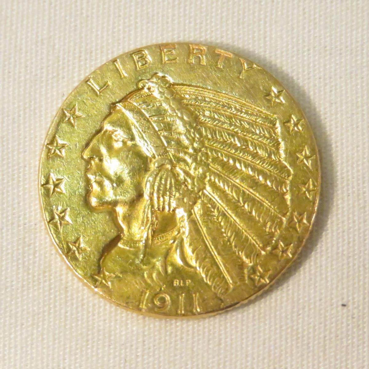 1911 $5 Gold Indian Head Half Eagle