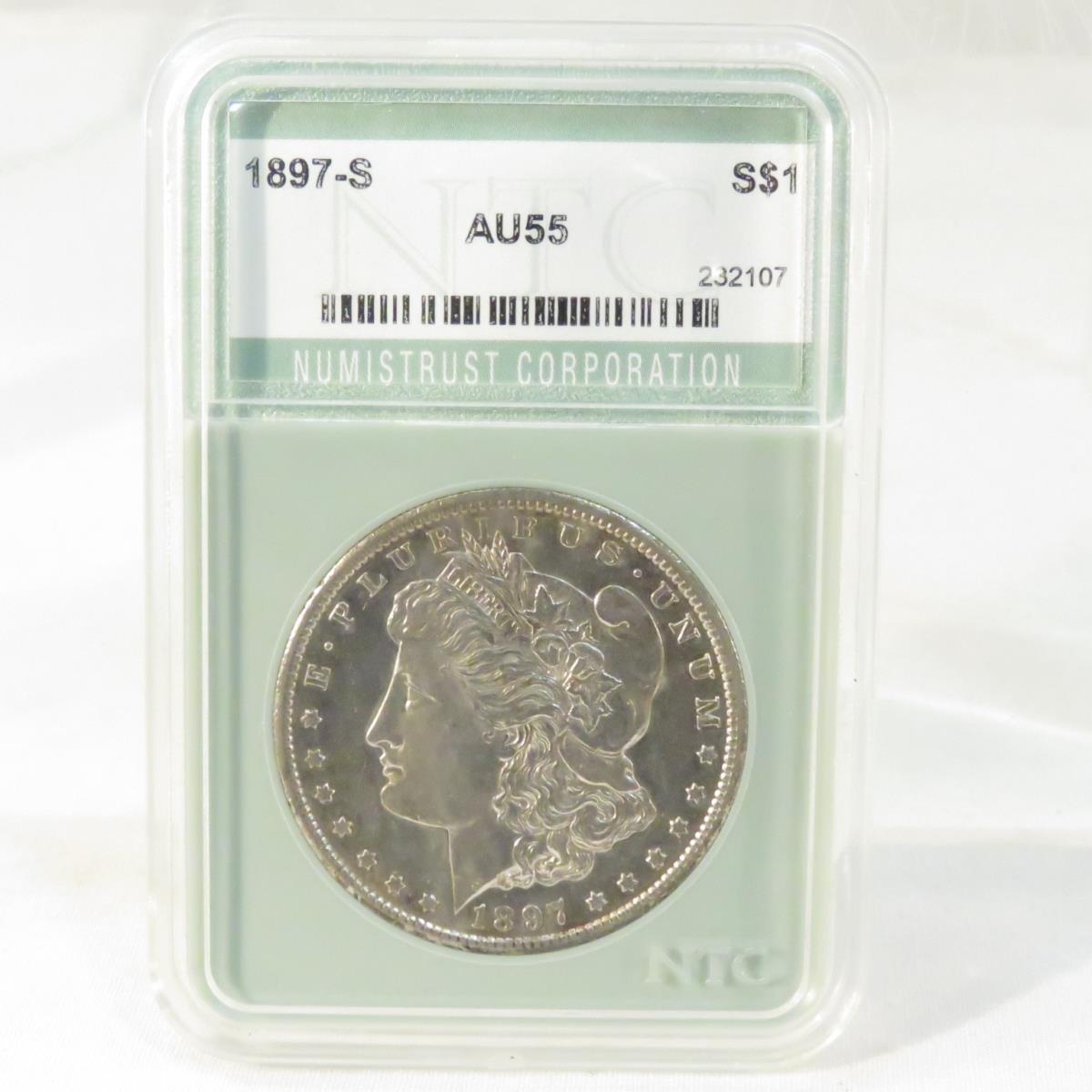 1897 S Morgan Silver Dollar Numitrust Graded AU55