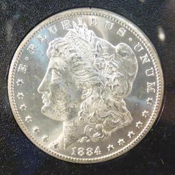 1884 CC Morgan Silver Dollar BU in GSA case