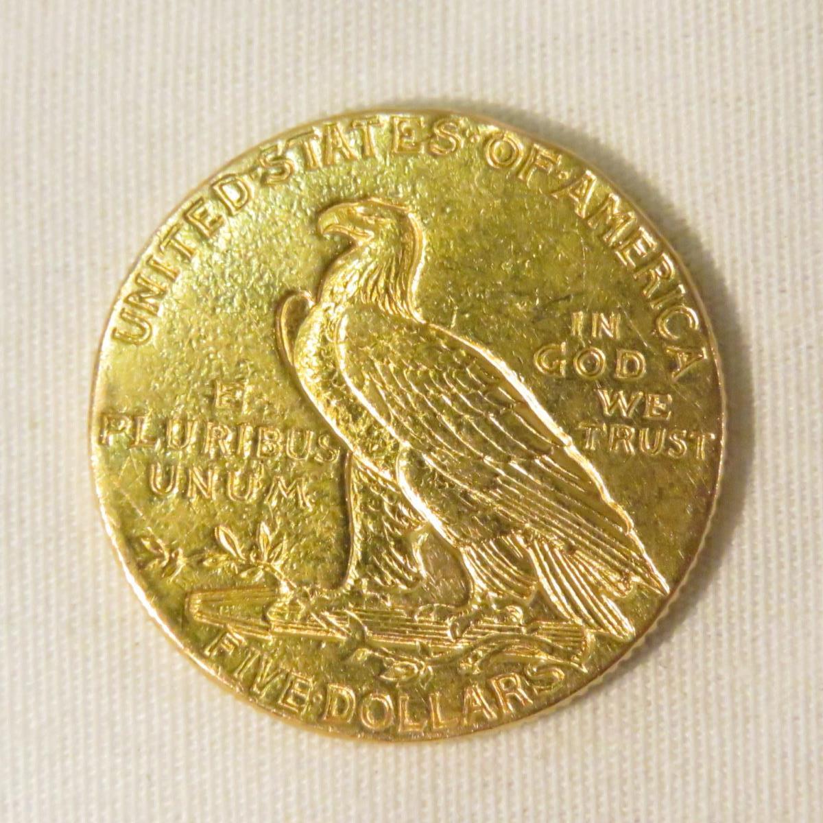 1911 $5 Gold Indian Head Half Eagle