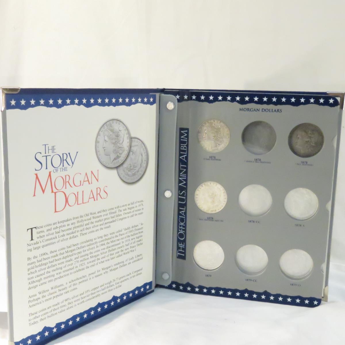 22 Morgan Silver Dollars, 1878-90 book many AU/BU