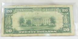 1929 $20 National Currency Benton Harbor MI Note