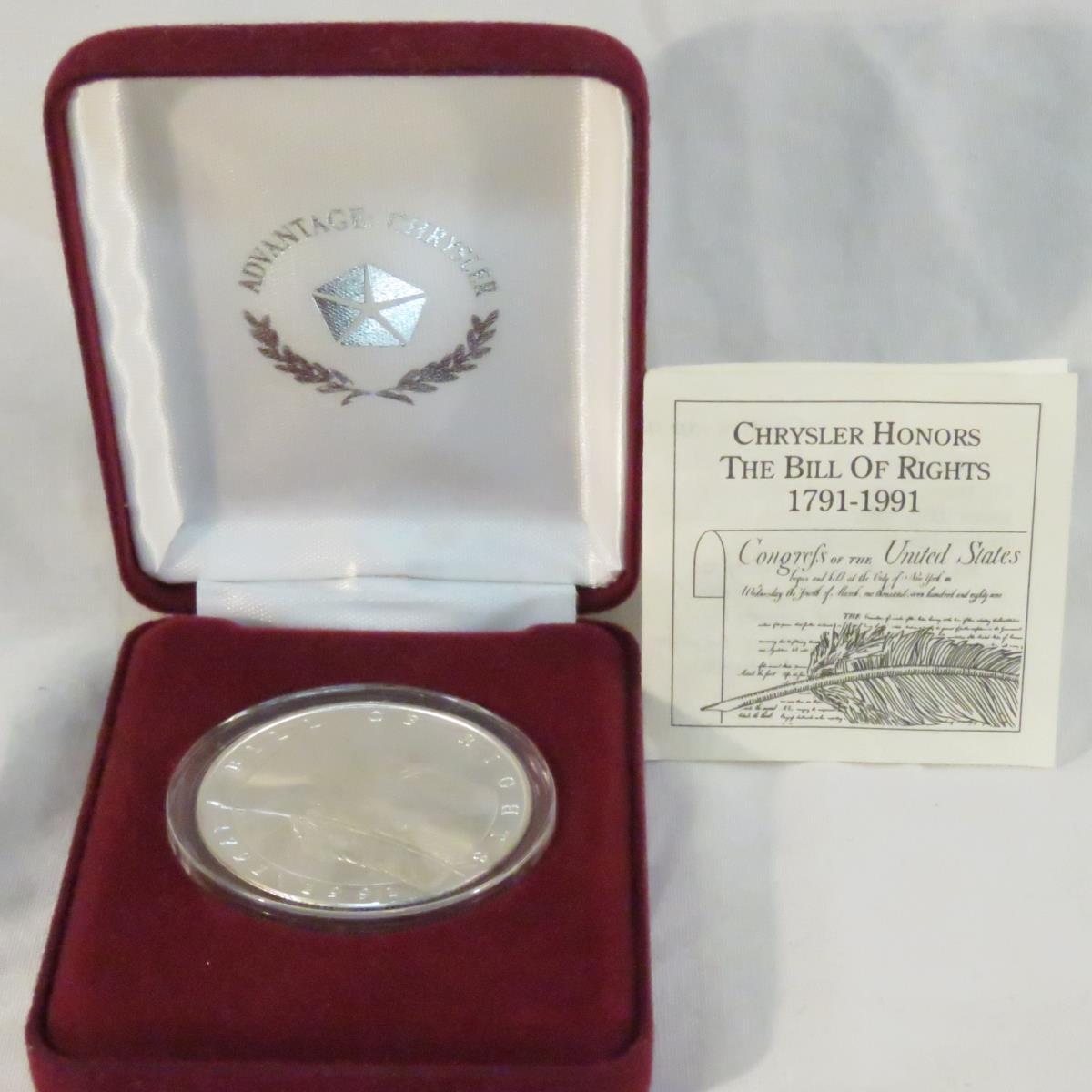 1991 Chrysler Honors Bill of Rights 1ozt Silver