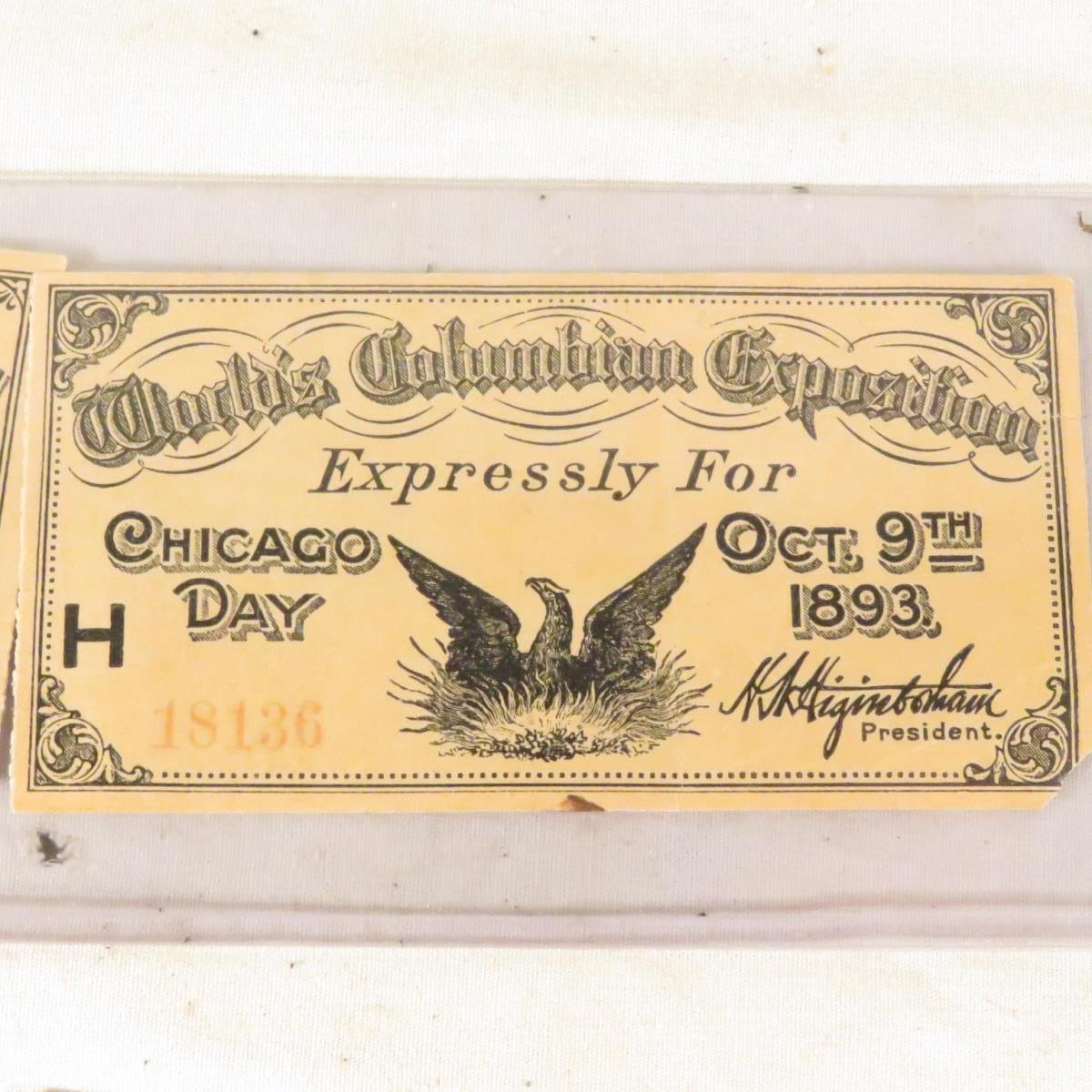 1893 Columbian Expo Comm half dollar & ticket