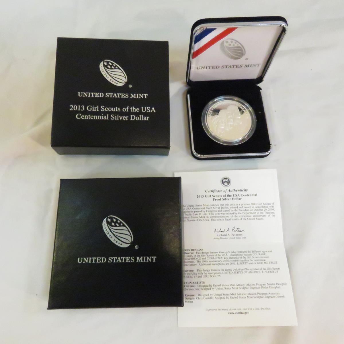 2013 W Girl Scouts Centennial Silver dollar proof