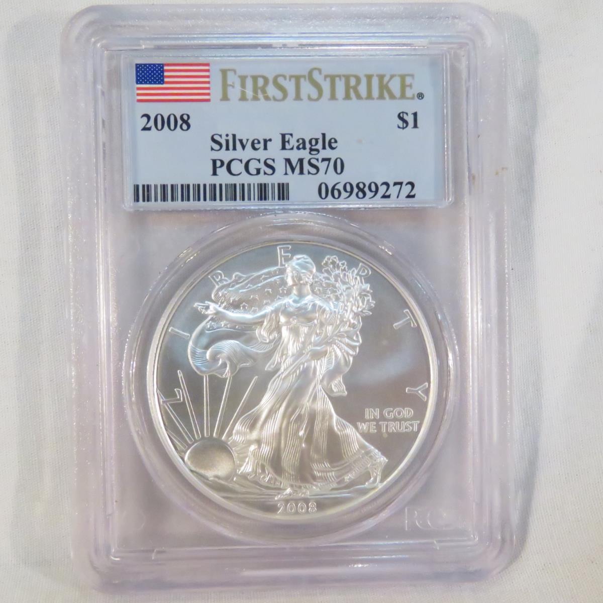 2008 American Silver Eagle PCGS Graded MS70