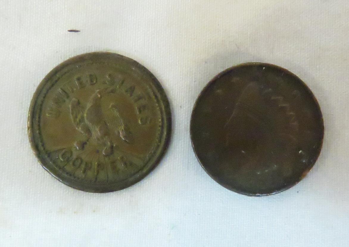 2 Civil War Tokens