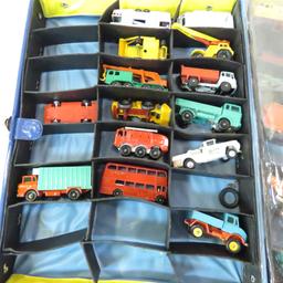 Vintage Matchbox cars in carrying case