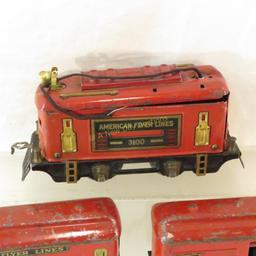 Pre-war American Flyer O gauge 3100 Boxcab & cars