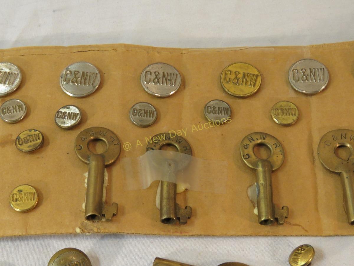 C&NW railroad keys and buttons