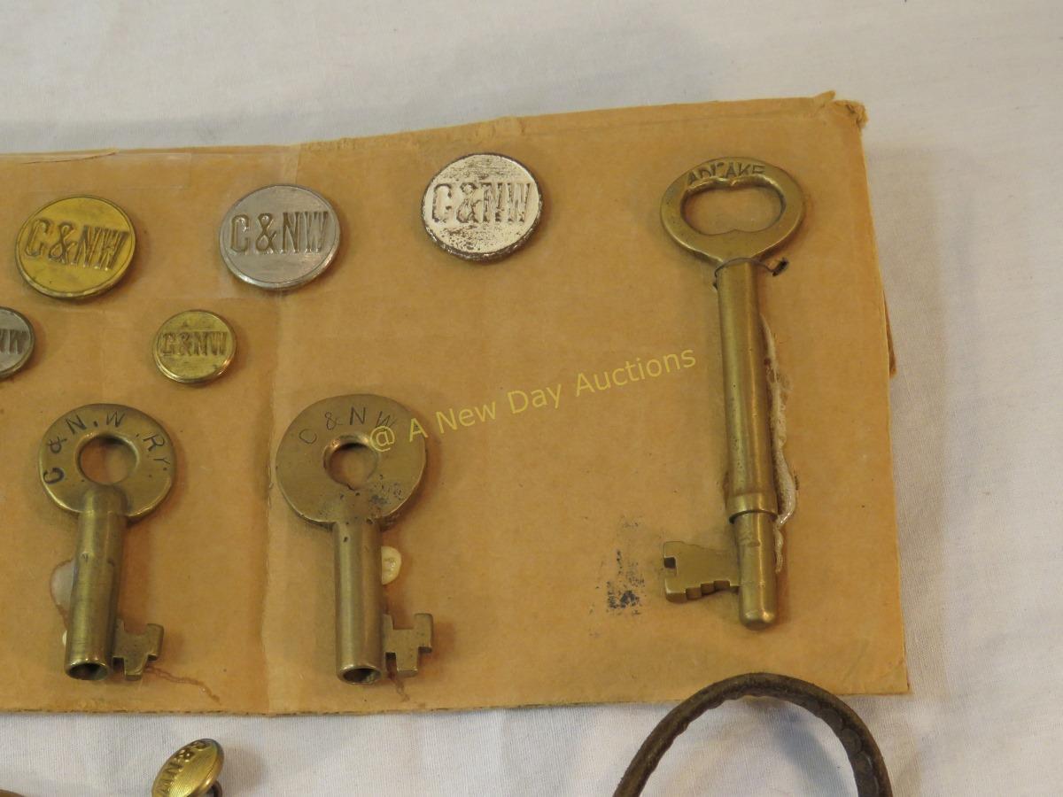 C&NW railroad keys and buttons