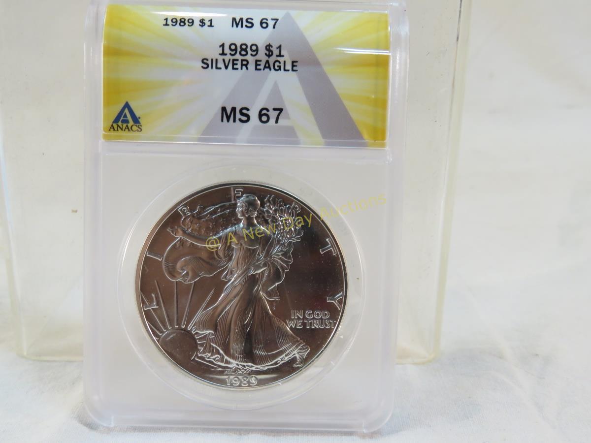 1989 $1 Silver Eagle ANACS Graded MS67