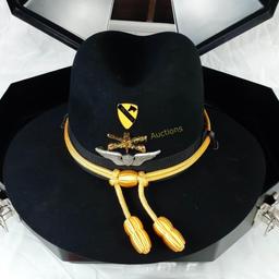 John B Stetson Black Cavalry Hat 7 1/4R w/case