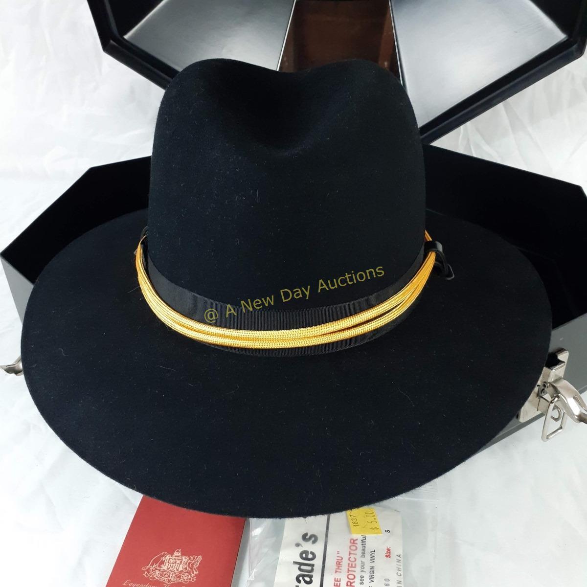 John B Stetson Black Cavalry Hat 7 1/4R w/case