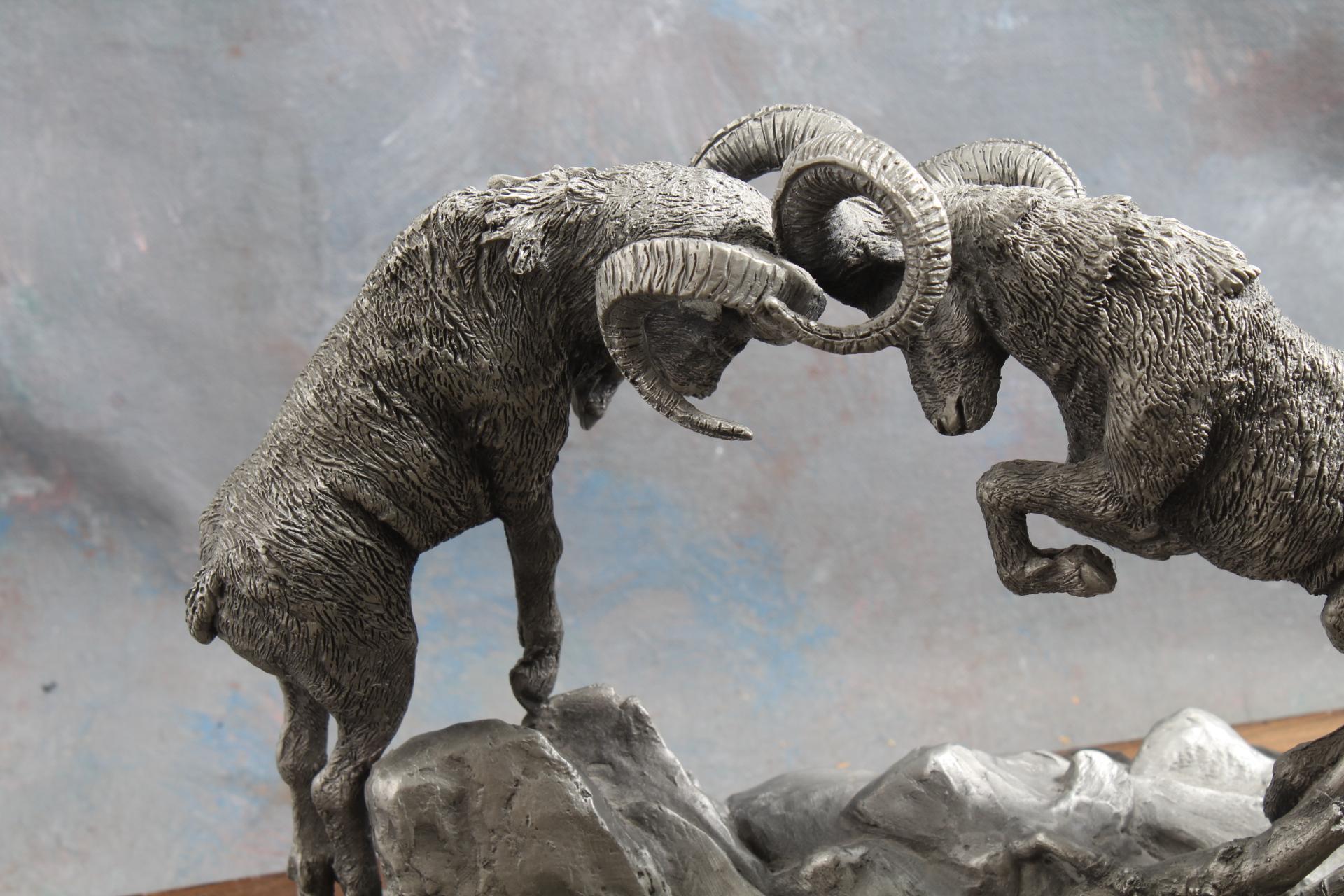 1977 Dall Rams Sculpture by L.C. Hampton #47 Chilmark Fine Pewter