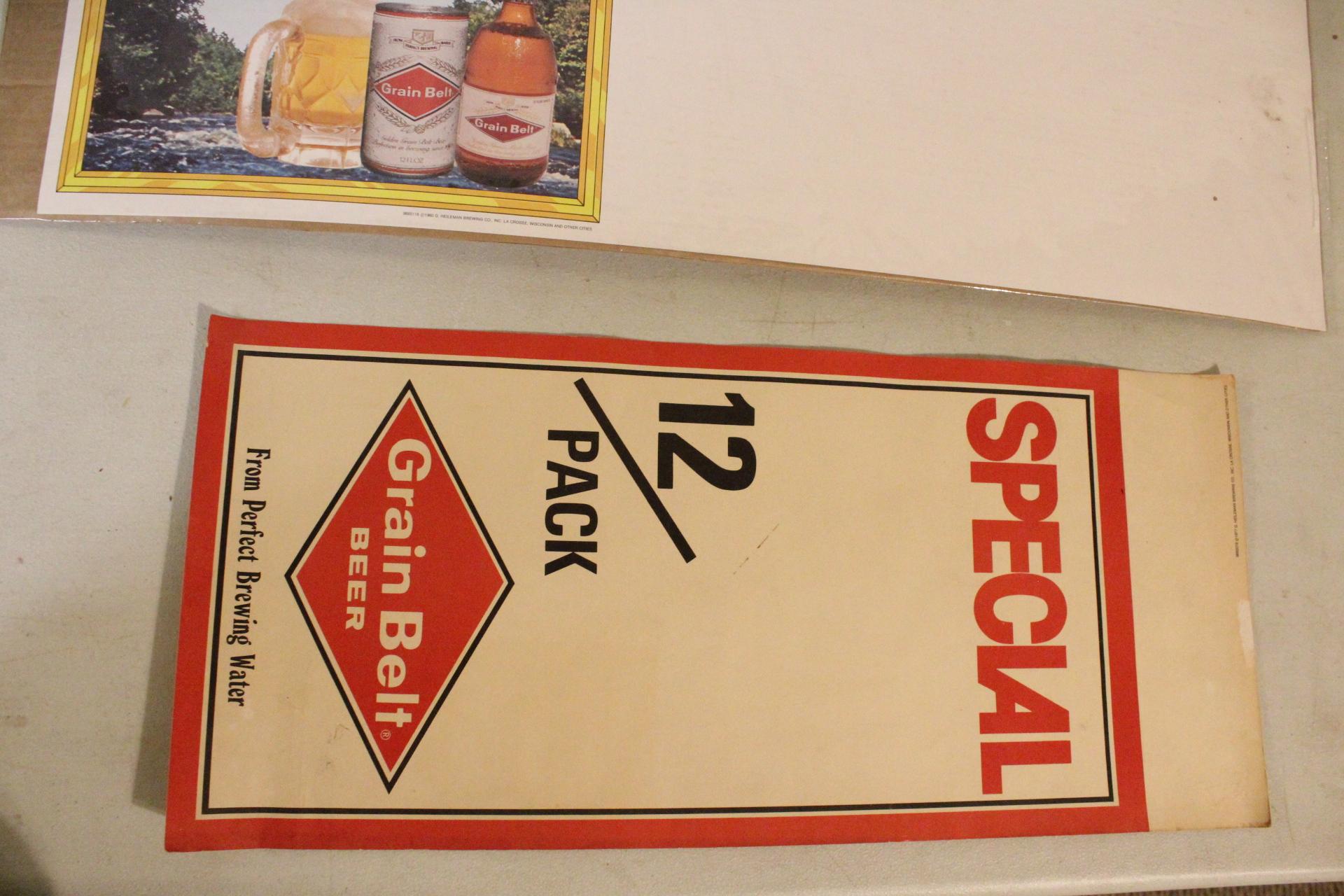 1977 & 1980 Grain belt Beer Signs 28" x 10 3/4" and 22" x 9 3/4"