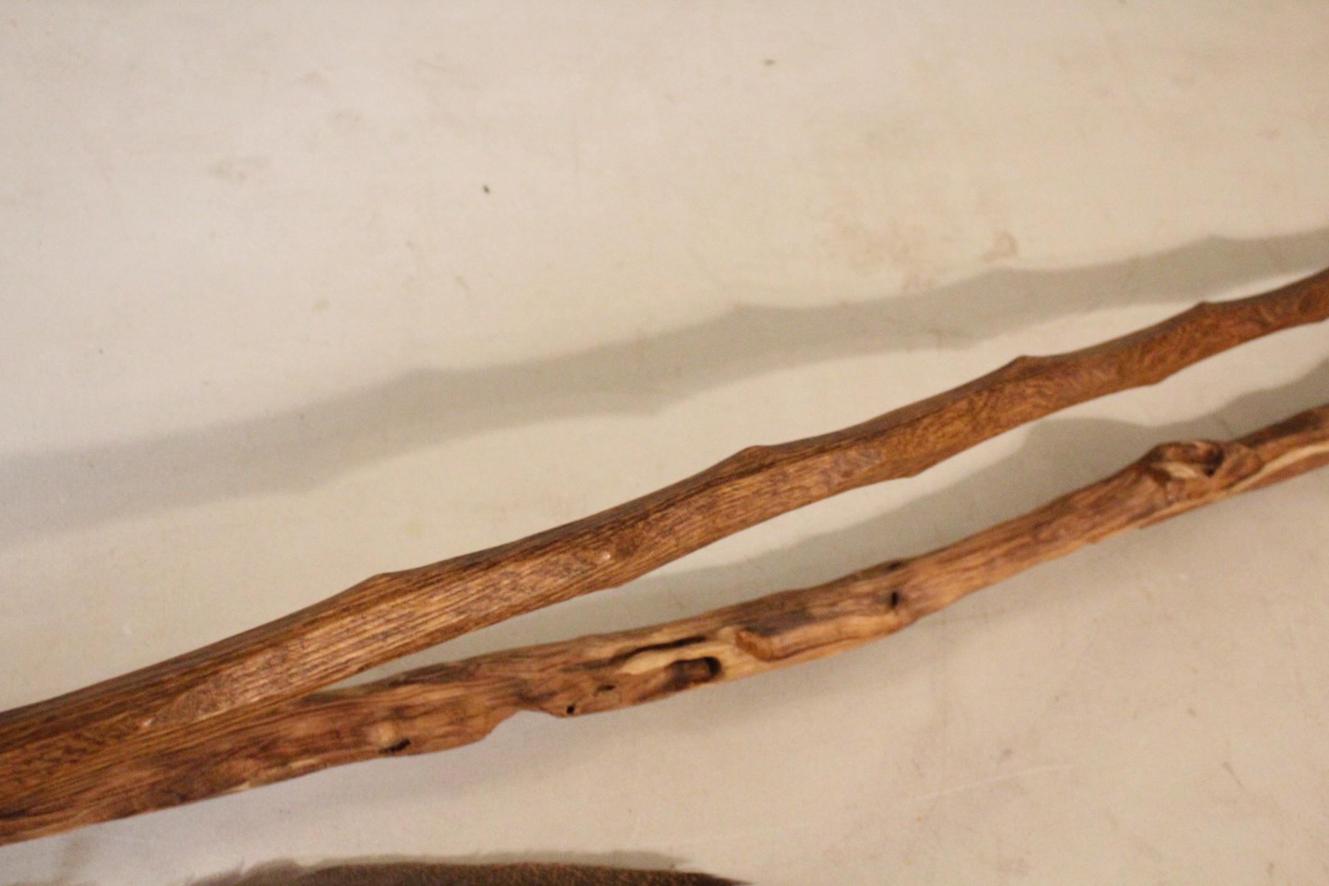 2 Walking Sticks One is Handcrafted Diamond Willow Measures 49" Tall Other