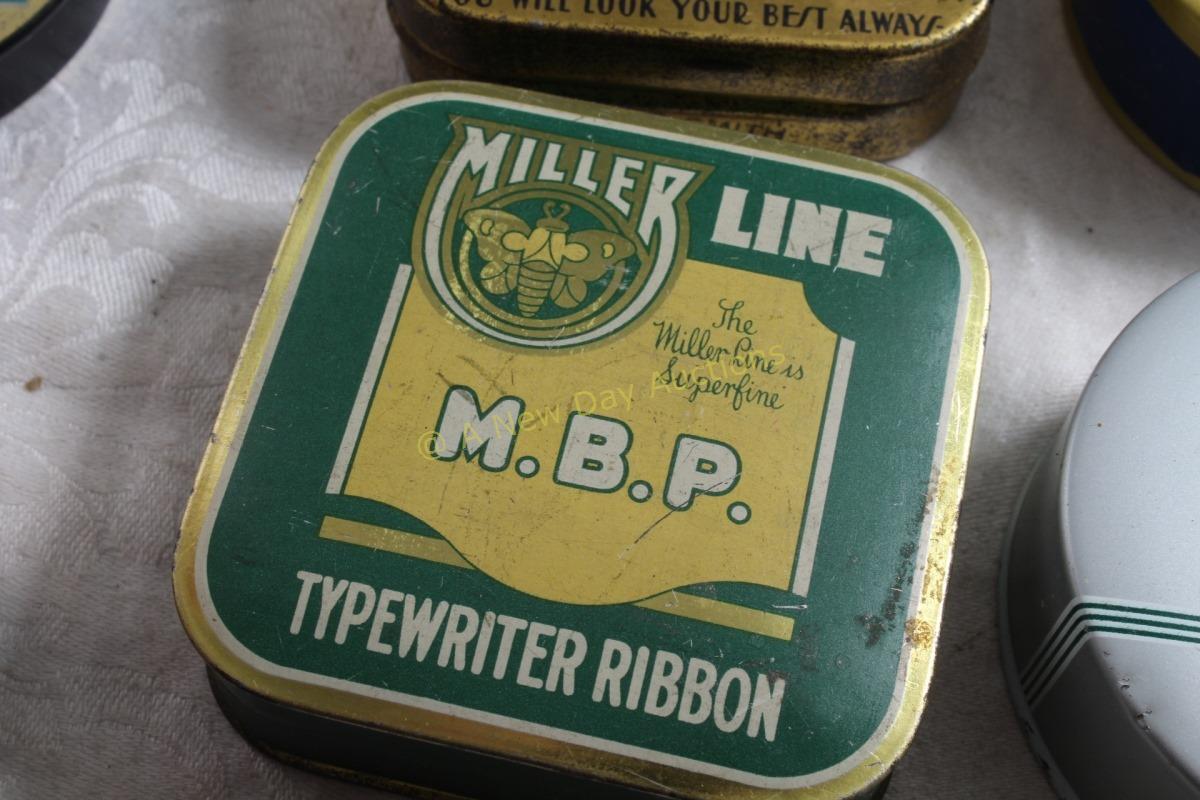 (6) Antique Typewriter Ribbon Advertising Tins Art