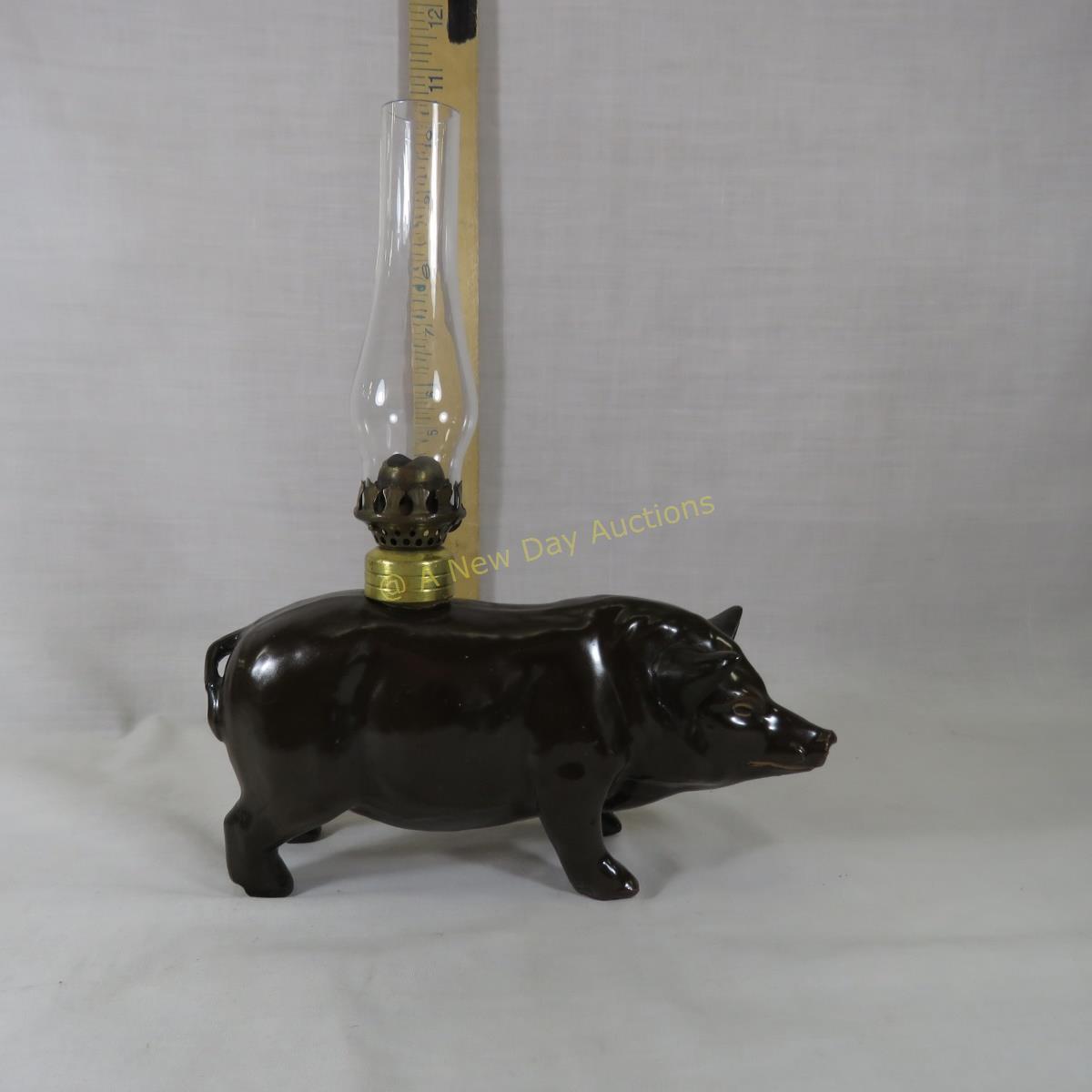 Red Wing Pig Oil Lamp
