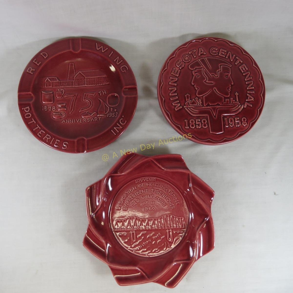 2 Red Wing commemorative ashtrays and Trivet