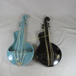 Red Wing Violin wall pockets, Black & Turquoise